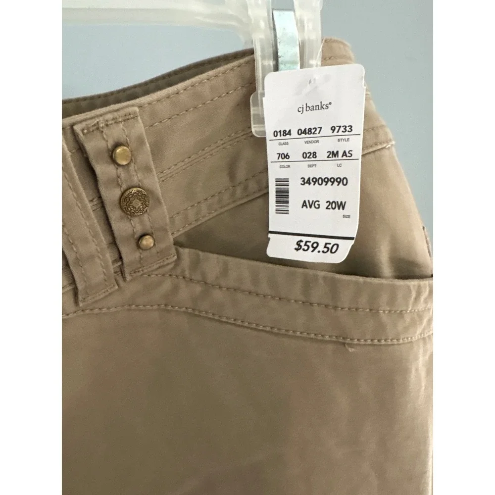 CJ Banks Secretly Slender Mid Rise Straight Leg Khaki Pants Womens 20 New